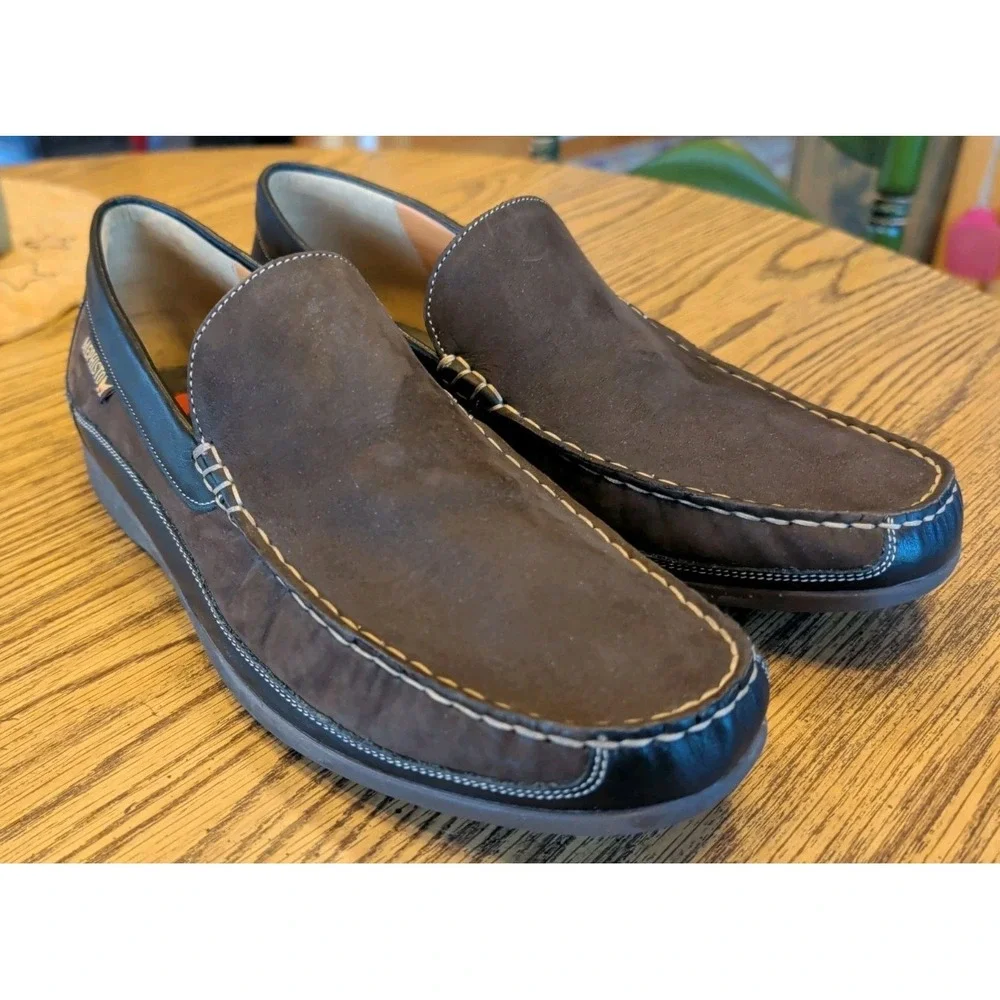 Mephisto Mens 10.5 Brown Suede Leather Comfort Shoes Loafers Slip On